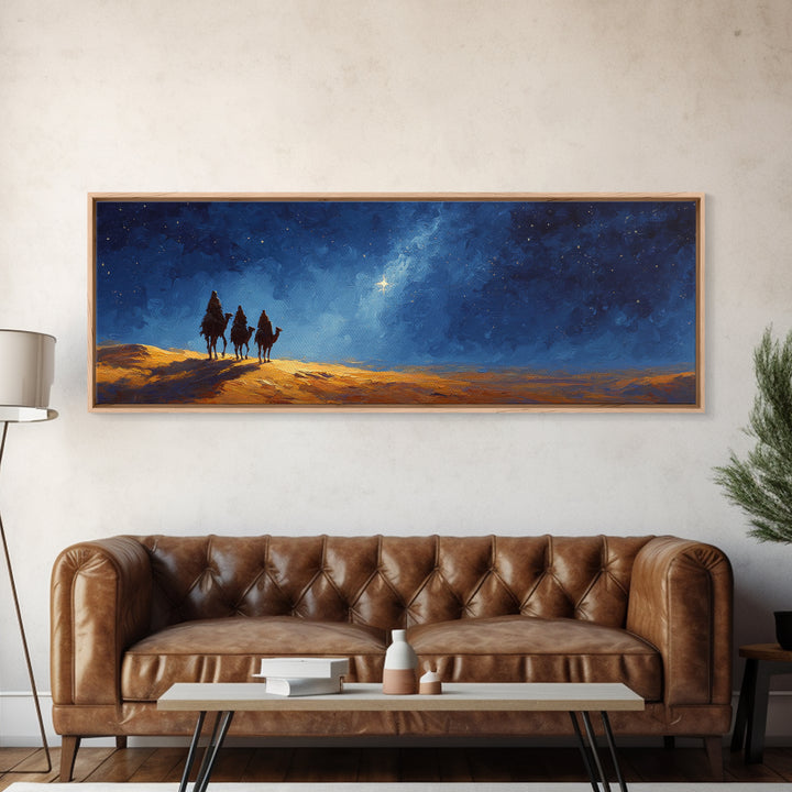 Night Seekers, Framed Canvas Print, Christian Art Canvas, Panoramic Art, Christian Wall Art, Jesus Painting