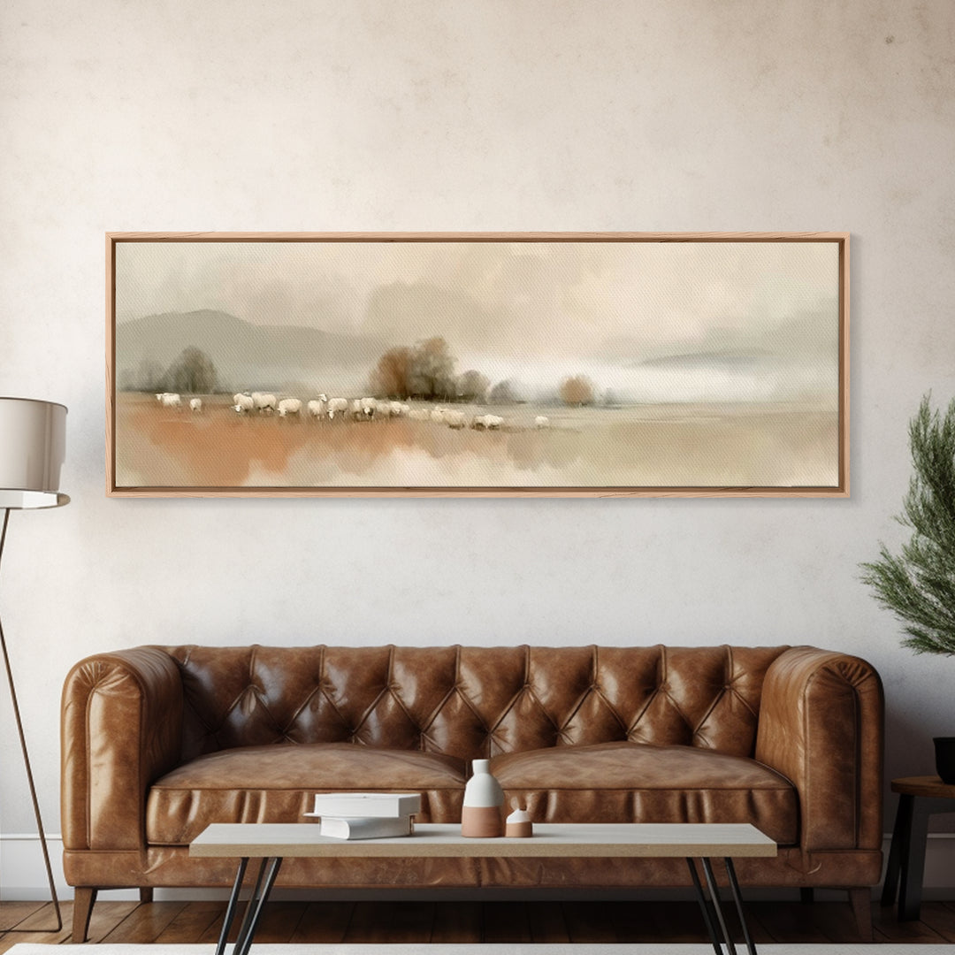 Silent Meadow Watch – Framed Canvas Print – Panoramic Art – Christian Wall Art – Christian Art Canvas – Subtle Christian Art – Christmas Ar