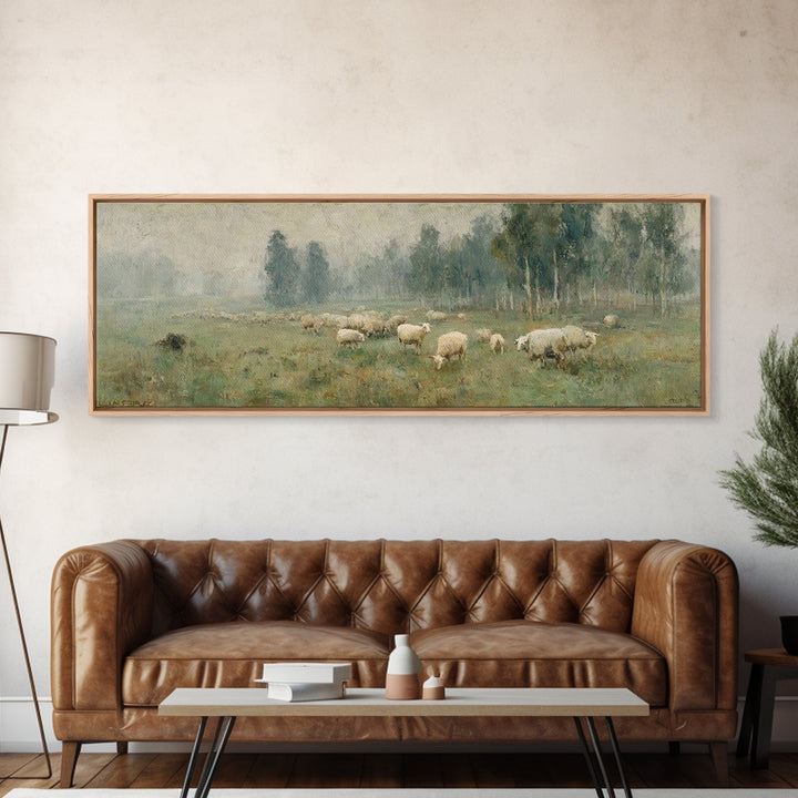 Pasture Of Peace | Framed Canvas Print | Panoramic Painting | Christian Wall Art | Christian Art Print | Subtle Christian Art | Christian D
