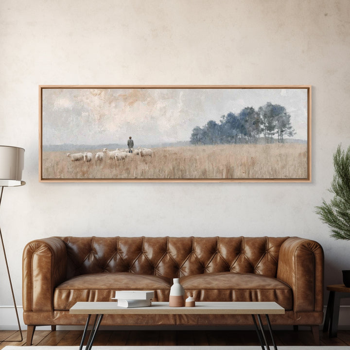 Shepherd’s Field , Framed Canvas Print, Panoramic Painting, Christian Wall Art, Christian Art Canvas, Christian Decor, Christian Christmas