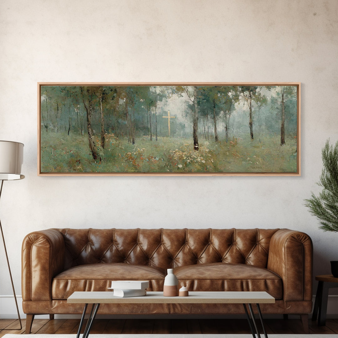 Cross Of Hope – Framed Canvas Print – Panoramic Painting – Christian Wall Art – Christian Art Canvas – Christian Christmas Art – Christian