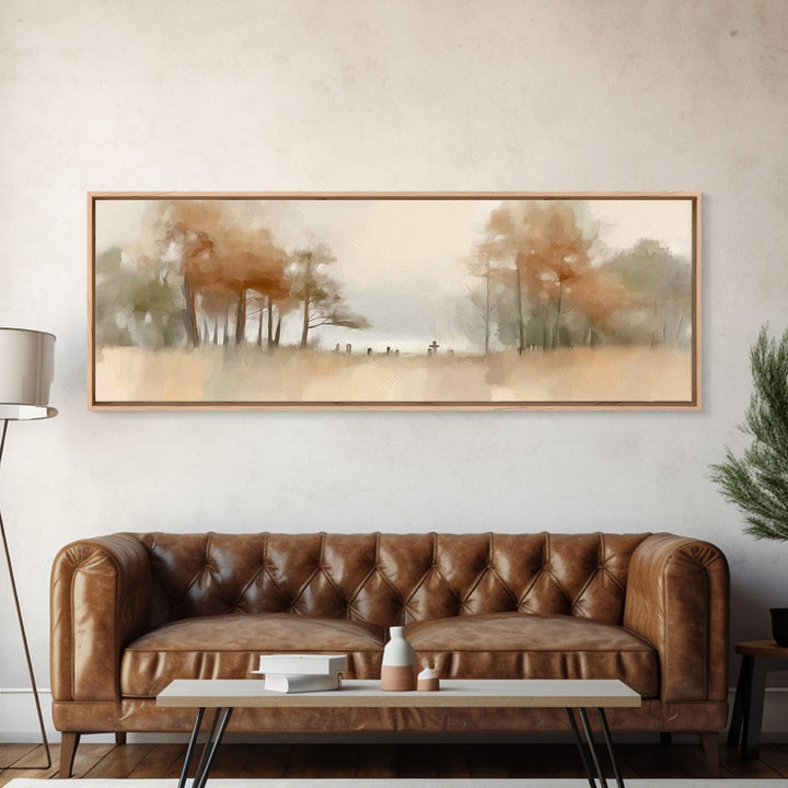 Autumn Valley Cross - Framed Canvas Print - Panoramic Frame - Christian Wall Art - Christian Art Canvas - Jesus Painting - Christian Gift I