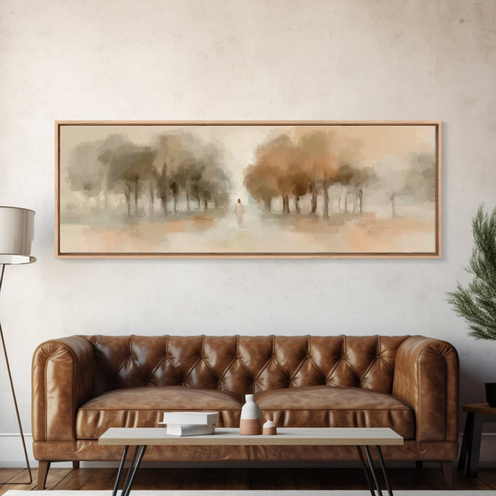 Autumn Grace Journey, Framed Canvas Print, Panoramic Frame, Christian Wall Art, Jesus Painting, Christian Art Canvas, Christian Gift Ideas