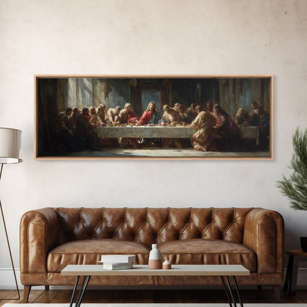 Supper Of Unity - Framed Canvas Print - Panoramic Wall Art - Christian Art Canvas - Christian Painting - Christian Wall Art - Large Christi