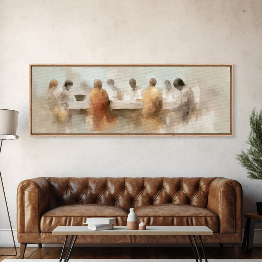 Quiet Supper Silhouettes | Framed Canvas Print | Panoramic Wall Art | Christian Art Canvas | Christian Painting | Christian Wall Art | Mood