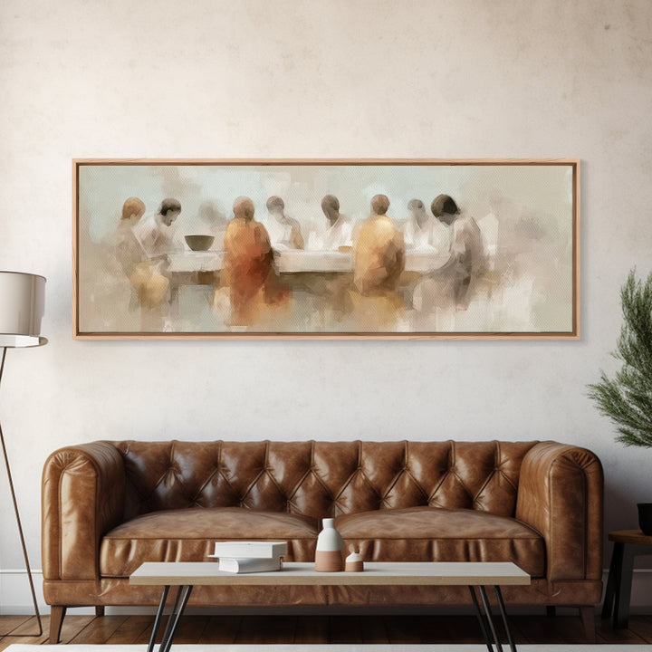 Quiet Supper Silhouettes | Framed Canvas Print | Panoramic Wall Art | Christian Art Canvas | Christian Painting | Christian Wall Art | Mood