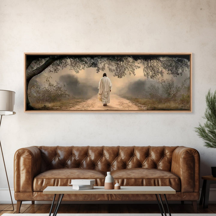 Walking In Grace, Framed Canvas Print, Panoramic Painting, Christian Wall Art, Jesus Canvas Art, Christian Art Print, Modern Christian Art