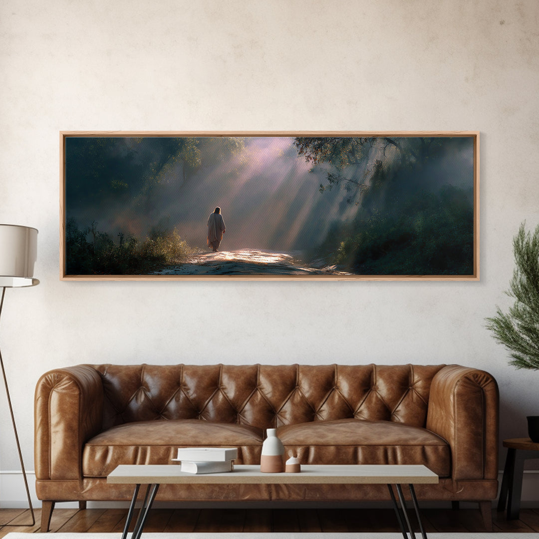Path Of Light – Framed Canvas Print – Panoramic Art – Jesus Painting – Christian Wall Art – Moody Christian Art – Christian Art Canvas