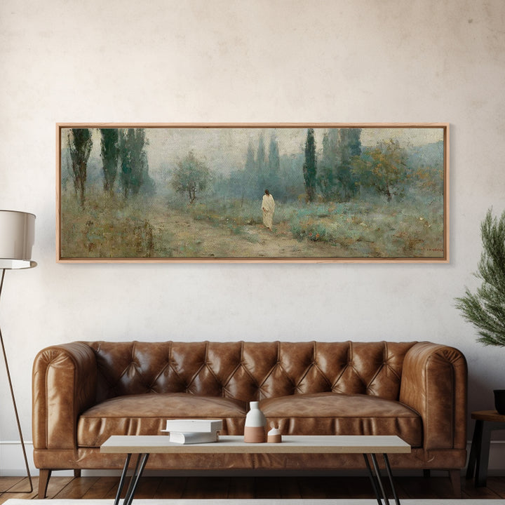 Morning Path Grace – Framed Canvas Print – Panoramic Print – Christian Art – Jesus Canvas Art – Christian Christmas Art – Christian Art Can