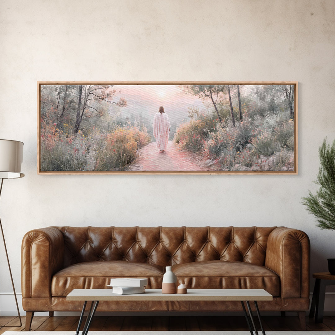 Sunrise Walk Home – Framed Canvas Print – Panoramic Wall Art – Jesus Canvas Art – Christian Art – Christian Gift Ideas – Modern Christian A
