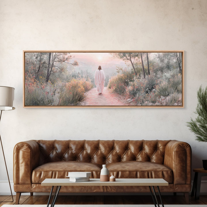 Sunrise Walk Home – Framed Canvas Print – Panoramic Wall Art – Jesus Canvas Art – Christian Art – Christian Gift Ideas – Modern Christian A