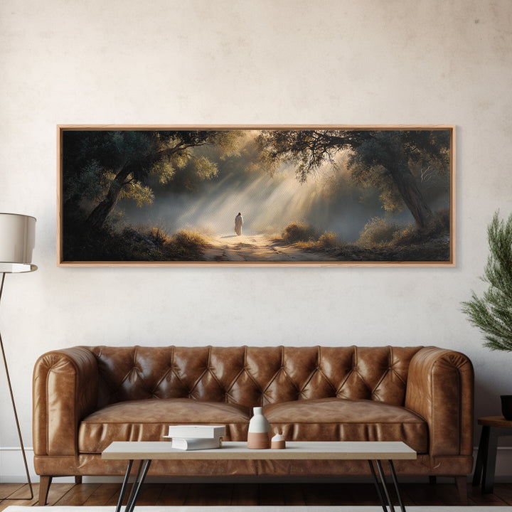The Wandering Light – Framed Canvas Print – Christian Wall Art – Jesus Painting – Panoramic Art – Christian Christmas Art – Christian Decor