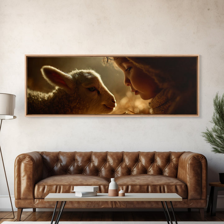 Tender Dawn Mercy – Framed Canvas Print – Christian Art Work – Panoramic Painting – Christmas Wall Art – Christian Gift Ideas – Jesus Art P