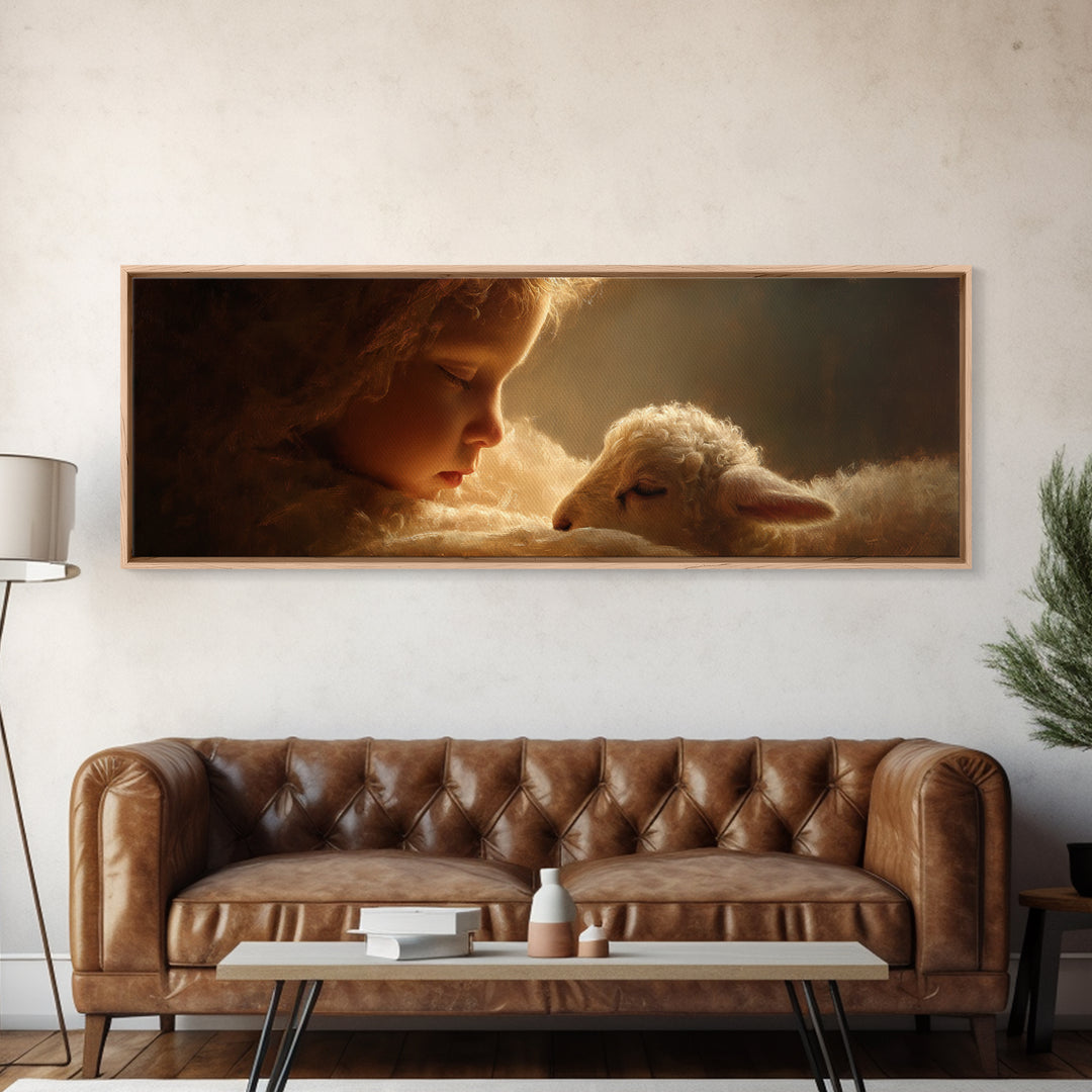 Soft Halo Rest, Framed Canvas Print, Christian Art Canvas, Panoramic Art, Christian Christmas Decor, Jesus Christmas Art, Christian Wall Ar