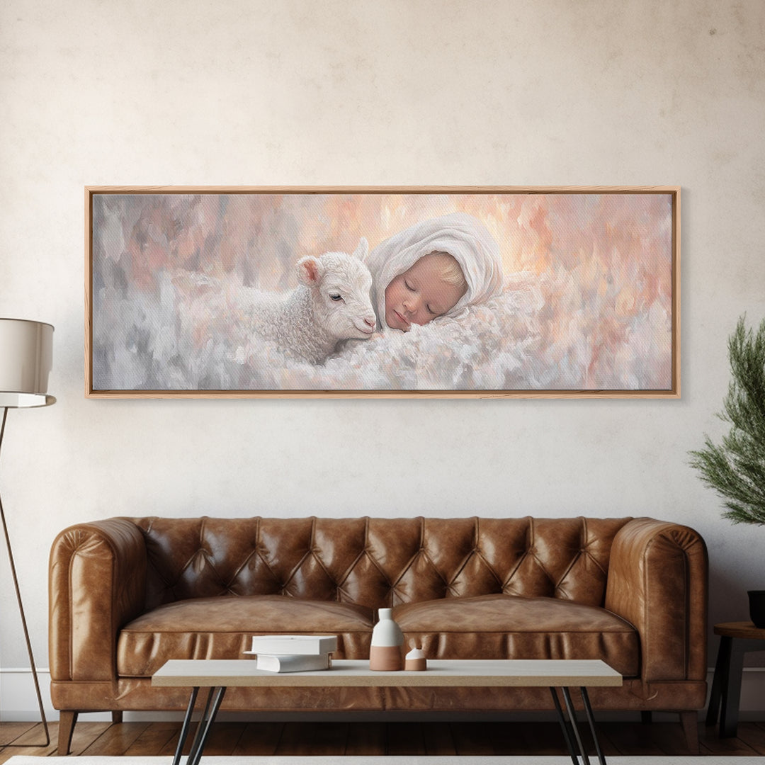 Celestial Quiet | Framed Canvas Print | Christian Wall Art | Panoramic Art | Christmas Canvas Wall Art | Christian Decorations | Jesus Pain