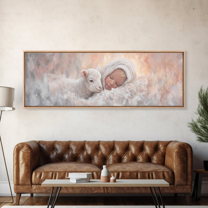 Celestial Quiet | Framed Canvas Print | Christian Wall Art | Panoramic Art | Christmas Canvas Wall Art | Christian Decorations | Jesus Pain