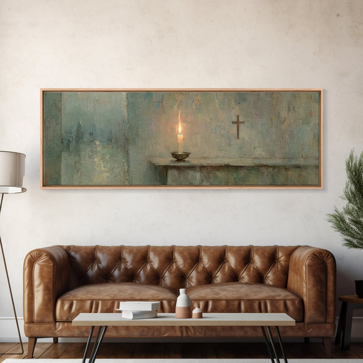 Hushed Horizons, Framed Canvas Print, Panoramic Painting, Christian Wall Art, Jesus Painting, Christian Art Canvas
