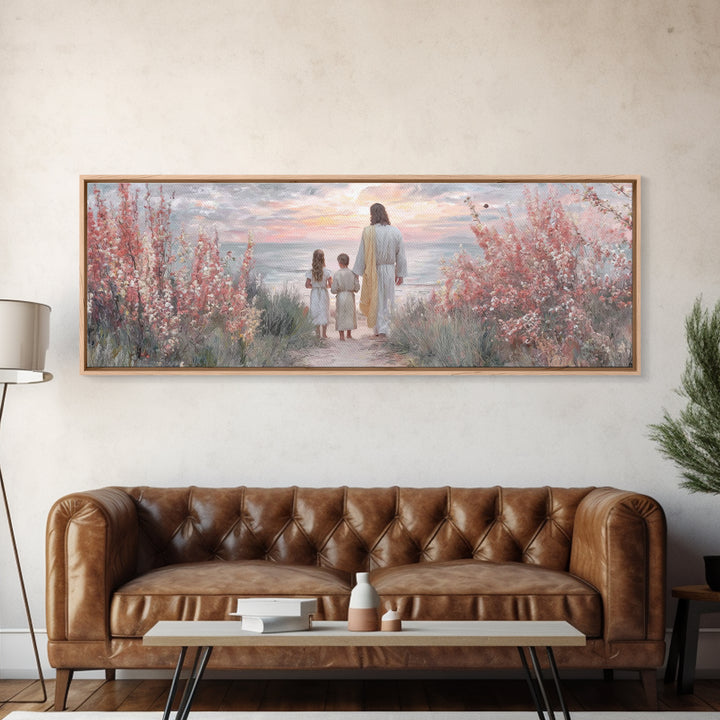 Blossoms Of Grace – Framed Canvas Print – Christian Wall Art – Jesus Painting – Panoramic Art – Christian Art Canvas – Christmas Art