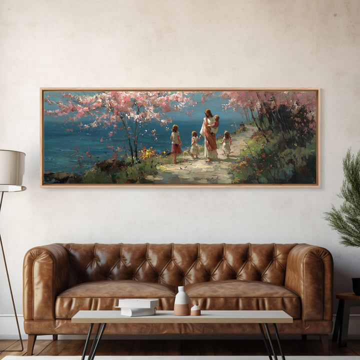 Path Of Hope | Framed Canvas Print | Christian Wall Art | Panoramic Painting | Jesus Art Print | Christian Art Canvas | Christmas Art