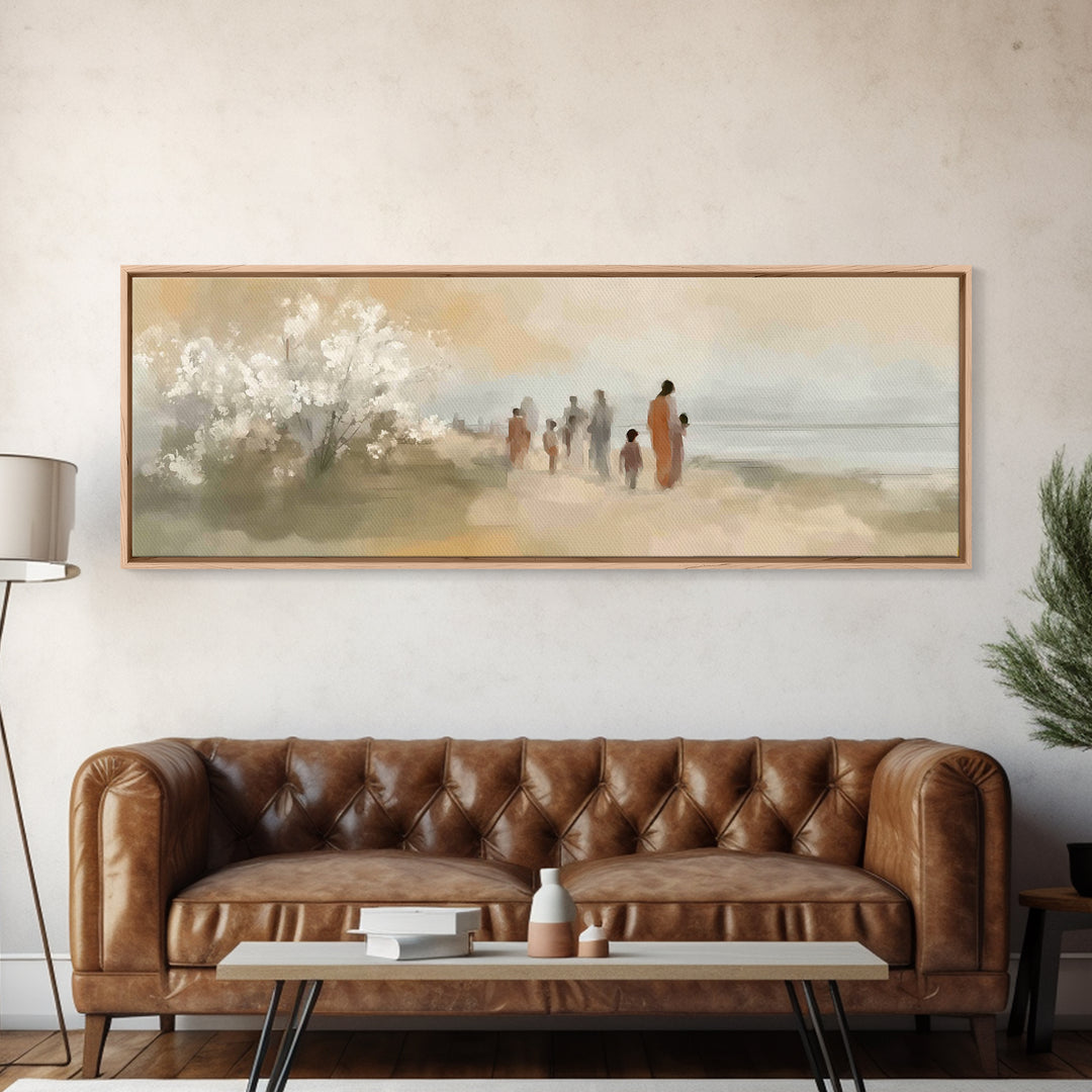Morning Of Peace – Framed Canvas Print – Christian Art Print – Panoramic Frame – Jesus Painting – Christian Wall Art – Christmas Art