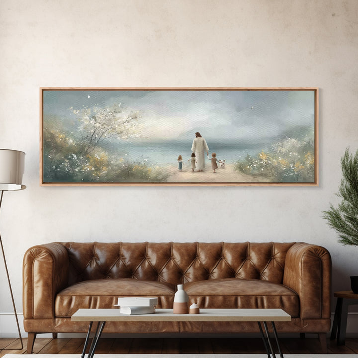 Garden Of Calm – Framed Canvas Print – Christian Painting – Panoramic Wall Art – Jesus Canvas Art – Christian Decor – Christmas Art