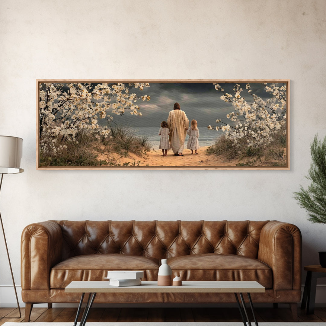 Heavenly Pathway | Framed Canvas Print | Christian Wall Art | Jesus Art Canvas | Panoramic Art | Christian Decoration | Christmas Art