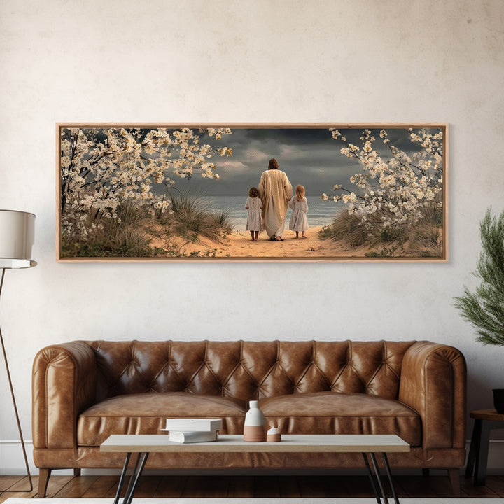 Heavenly Pathway | Framed Canvas Print | Christian Wall Art | Jesus Art Canvas | Panoramic Art | Christian Decoration | Christmas Art