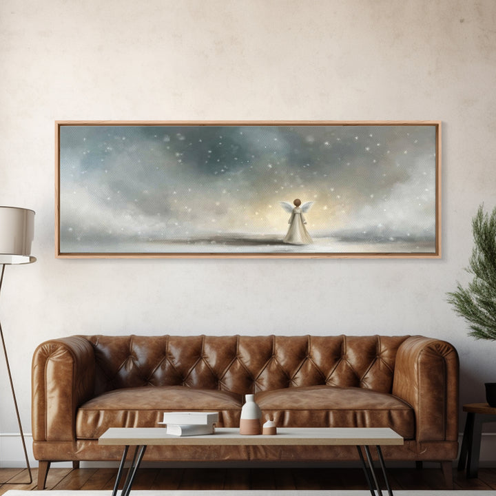 Field Of Gentle Mercy, Framed Canvas Print, Christian Art Canvas, Panoramic Wall Art, Jesus Painting, Christian Painting, Christmas Art