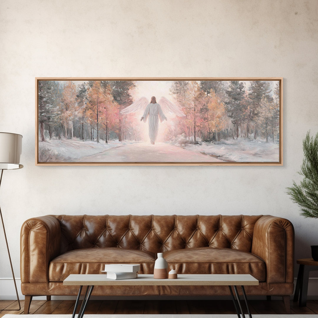 Angel Of Dawn – Framed Canvas Print – Christian Wall Art – Panoramic Frame – Christian Art Canvas – Christmas Art – Christian Gift