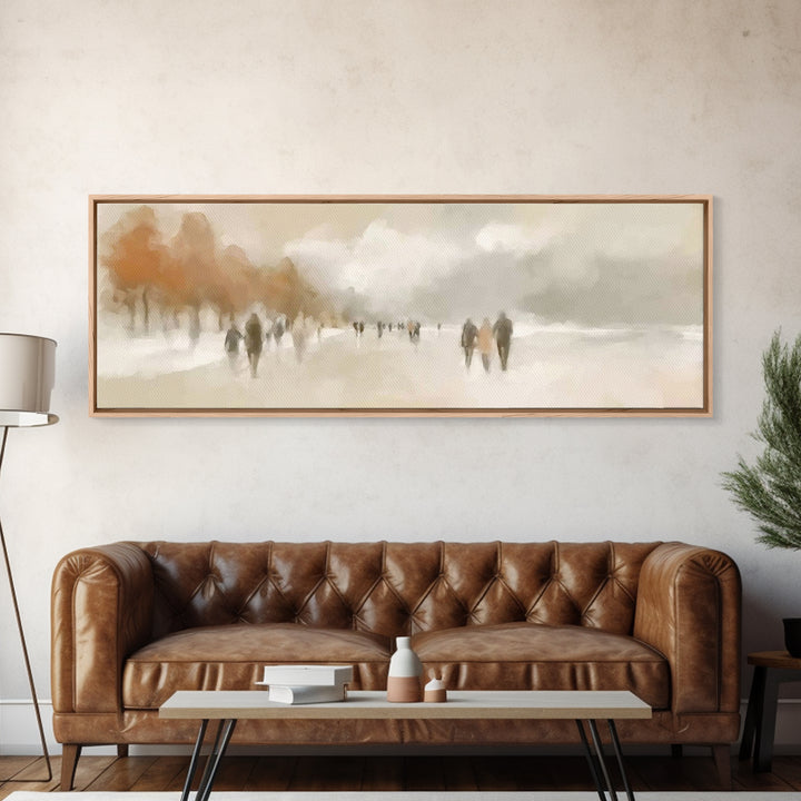 Warm Winter Stroll – Framed Canvas Print – Panoramic Art – Christian Wall Art – Minimalist Christian Art – Christian Art Canvas – Christmas