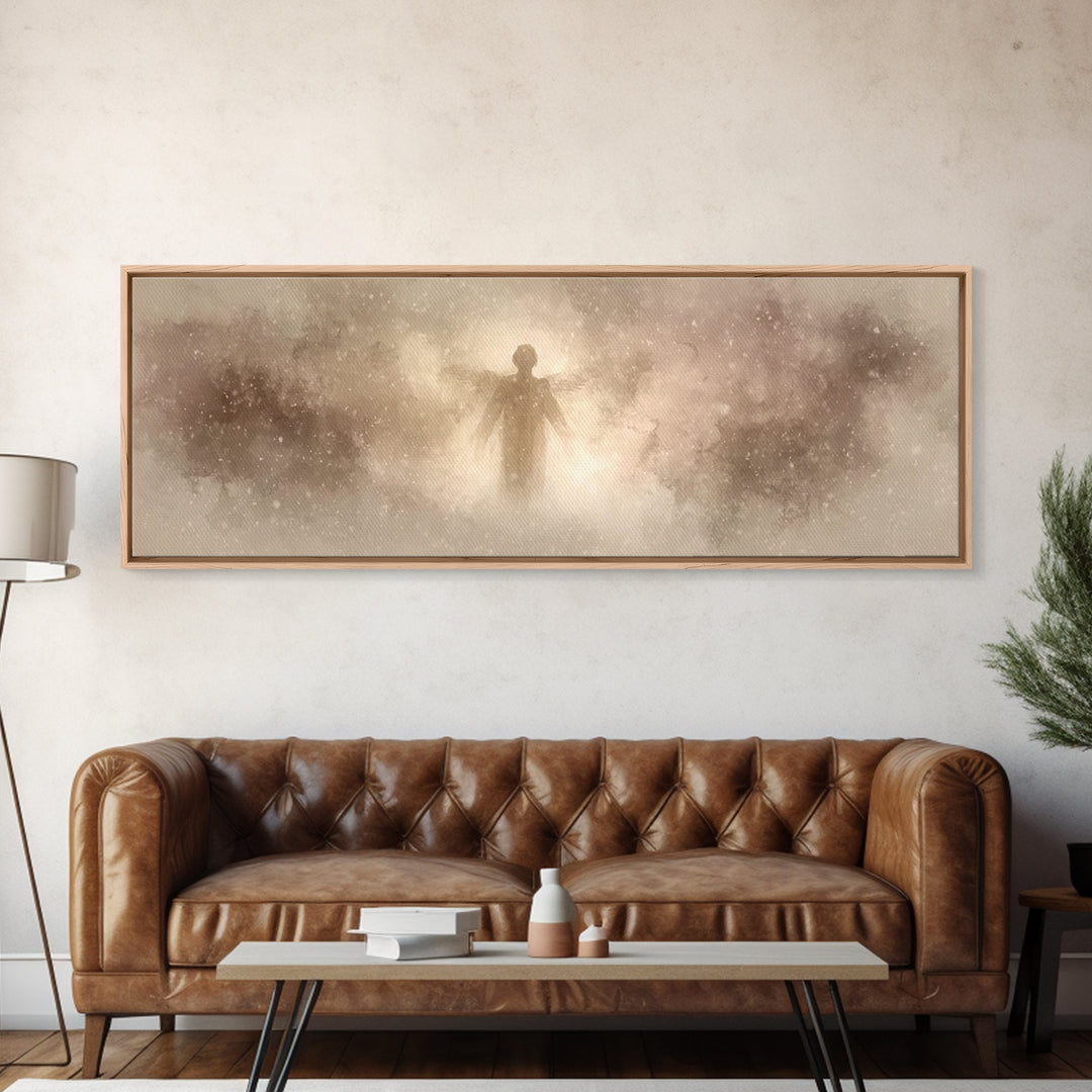 Angel Of Stillness | Framed Canvas Print | Panoramic Painting | Christian Wall Art | Christian Art Canvas | Christian Christmas Art | Moder