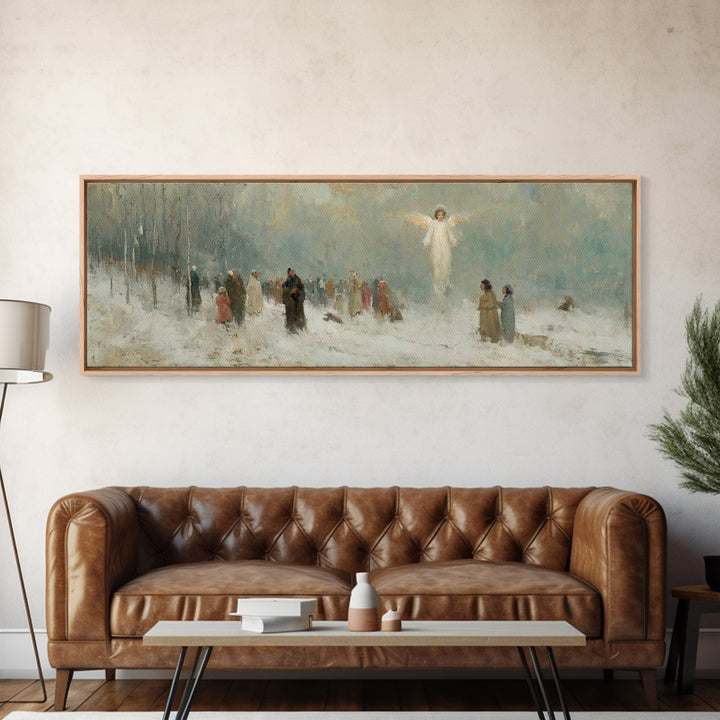Heavenly Witness Light, Framed Canvas Print, Panoramic Wall Art, Christian Art Canvas, Christian Wall Art, Christmas Art, Christian Paintin