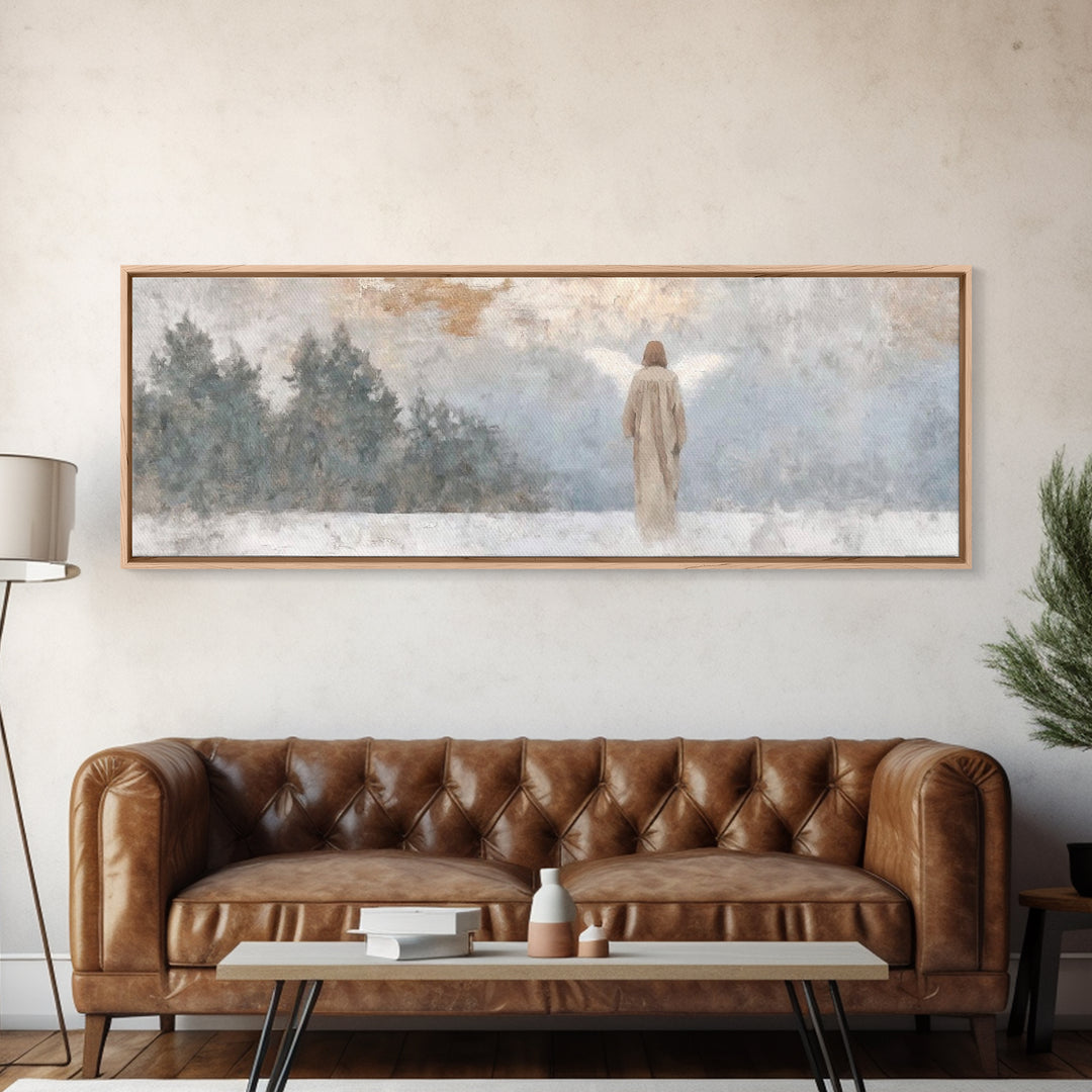 Silent Angel Watch – Framed Canvas Print – Panoramic Print – Christian Art – Minimalist Christian Art – Christian Art Canvas – Christmas Ar