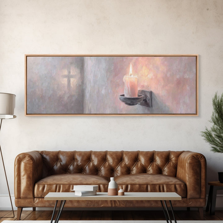 Light Of Comfort | Framed Canvas Print | Panoramic Painting | Christian Art Canvas | Christian Wall Art | Christian Christmas Art