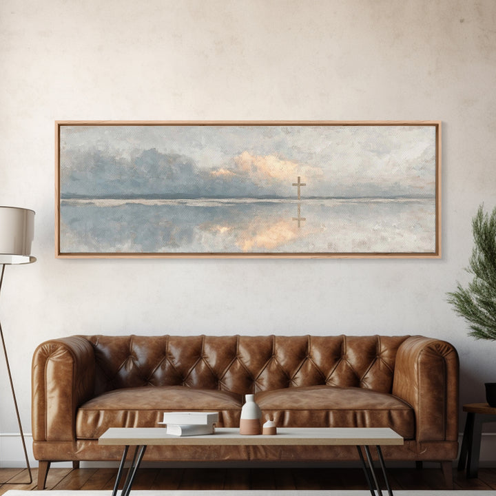 Reflections Of Hope – Framed Canvas Print – Panoramic Painting – Christian Wall Art – Christian Art Canvas – Christmas Art – Modern Christi