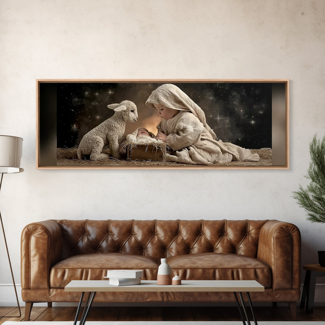 Bethlehem Dawn | Framed Canvas Print | Christian Art Canvas | Panoramic Wall Art | Christian Christmas Art | Jesus Painting | Christian Dec