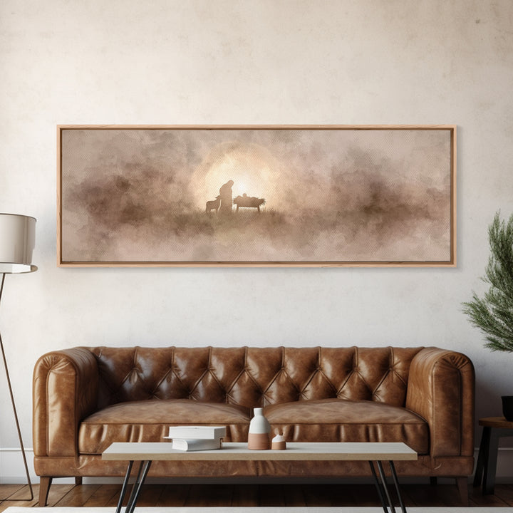 Humble Birth Star | Framed Canvas Print | Christian Art Canvas | Panoramic Painting | Christian Christmas Art | Christian Wall Art | Jesus