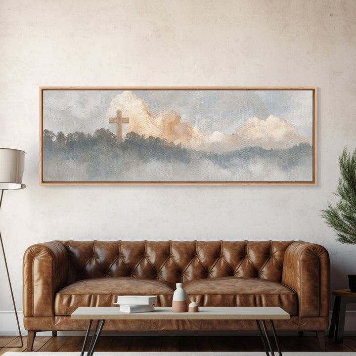 Clouds Of Grace, Framed Canvas Print, Christian Wall Art, Christian Art Canvas, Christian Painting, Christian Christmas Art, Panoramic Art