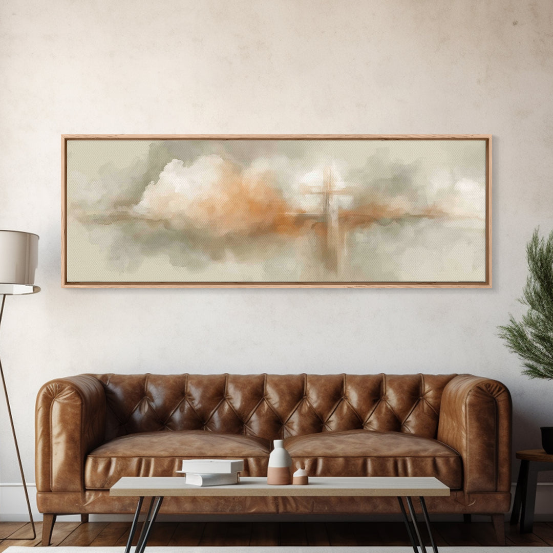 Glory In The Mist – Framed Canvas Print – Christian Wall Art – Christian Painting – Christian Art Canvas – Christmas Art – Panoramic Wall A