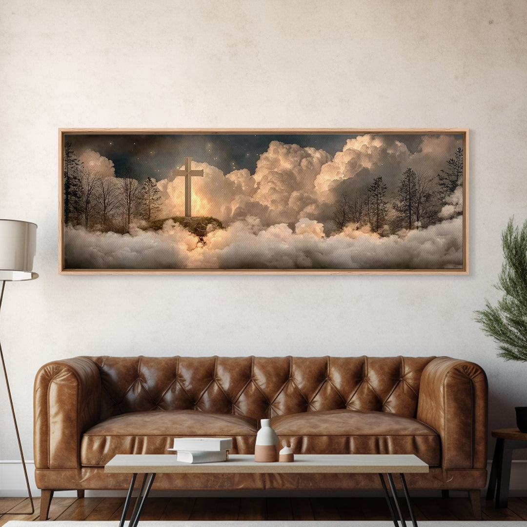 Heavenly Ascent, Framed Canvas Print, Christian Wall Art, Christian Art Canvas, Christian Painting, Christian Christmas Art, Panoramic Prin