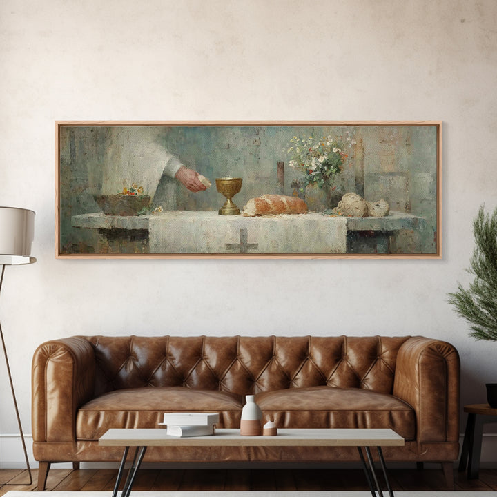 Chalice Of Peace, Framed Canvas Print, Christian Christmas Art, Panoramic Frame, Christian Art Canvas, Christian Wall Art