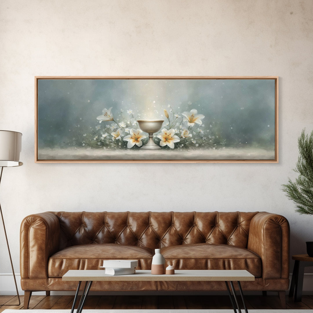 Lily Crown Glory – Framed Canvas Print – Christian Wall Art – Panoramic Wall Art – Christian Christmas Art – Christian Art Canvas
