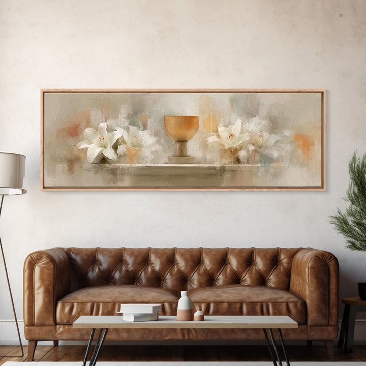 Blooming Grace, Framed Canvas Print, Christian Art Canvas, Panoramic Painting, Christian Wall Art, Christmas Art