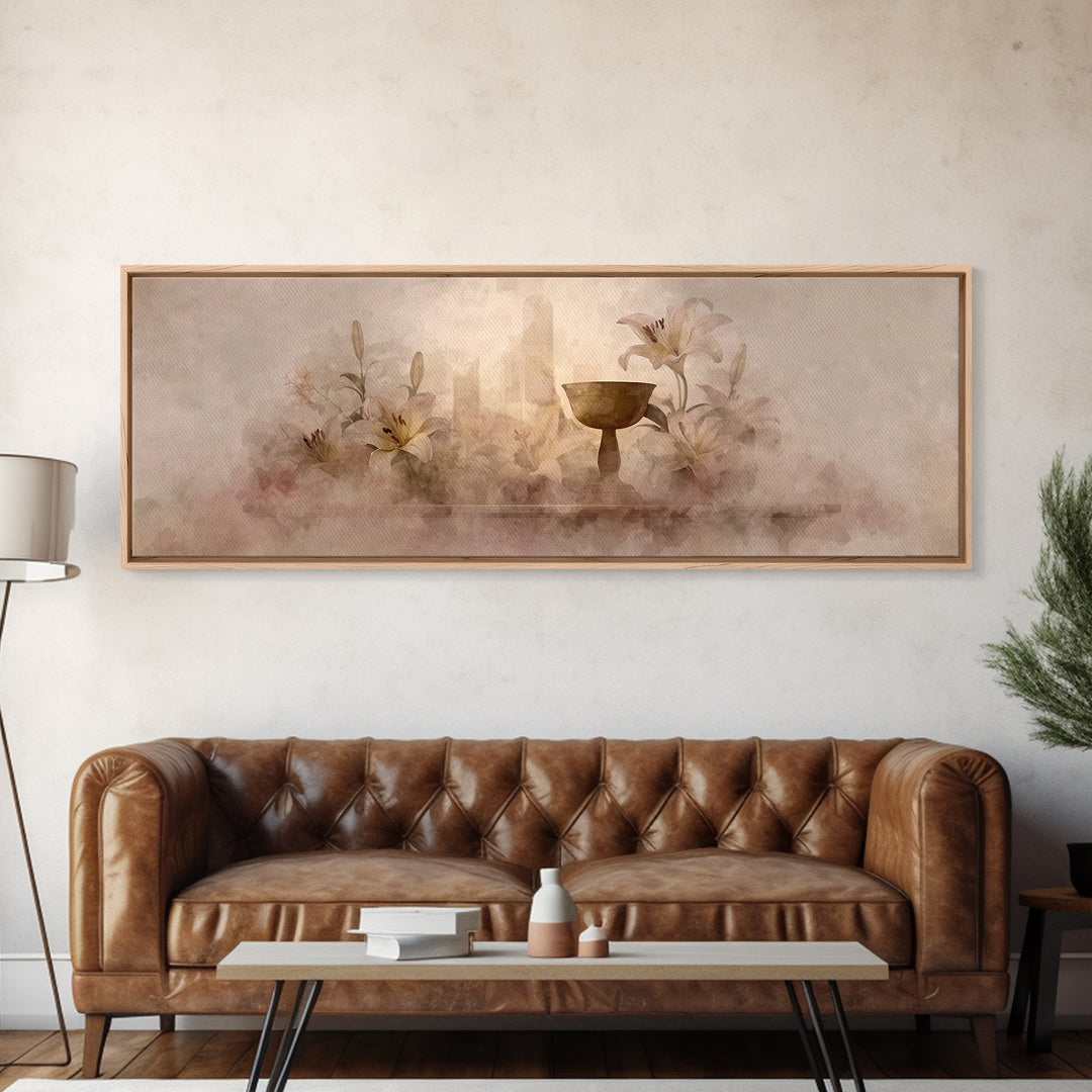 Mist Of Reverence | Framed Canvas Print | Christian Art Canvas | Panoramic Art | Modern Christian Art | Christian Wall Art | Christmas Art