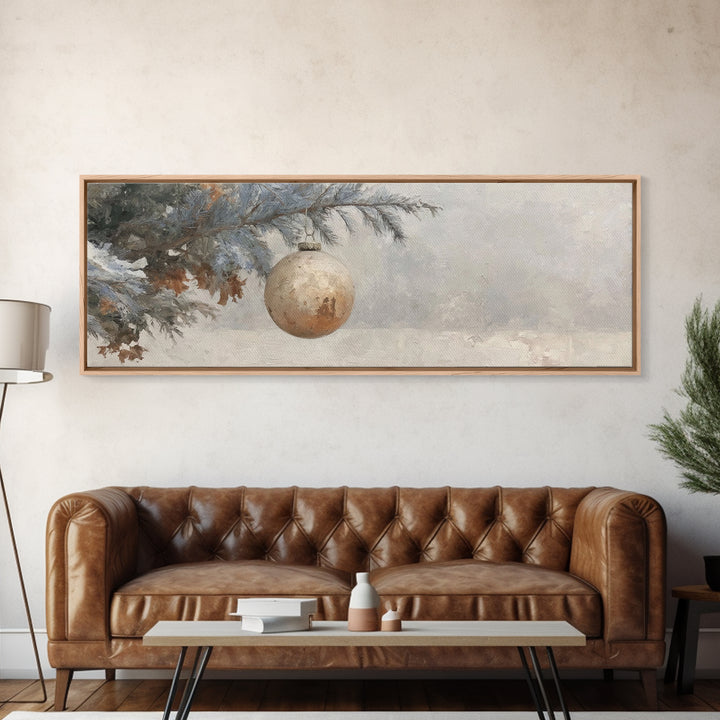 Winter Blessing Glow, Framed Canvas Print, Christmas Wall Art, Panoramic Painting, Christian Christmas Art, Framed Christian Art, Christian