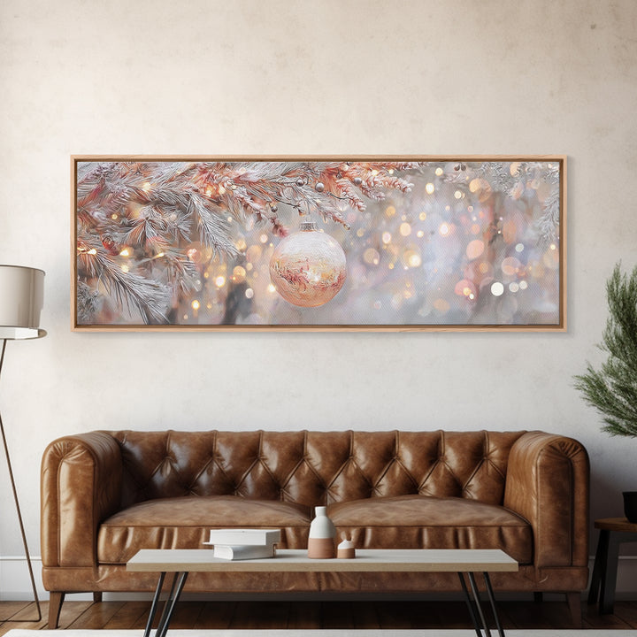 Sacred Snowfall Grace | Framed Canvas Print | Christian Christmas Art | Panoramic Wall Art | Christmas Art Prints | Christian Decor | Vinta