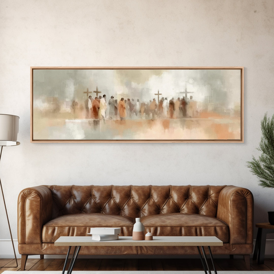 Burden Of Grace – Framed Canvas Print – Christian Wall Art – Christian Art Canvas – Panoramic Art – Christian Christmas Art