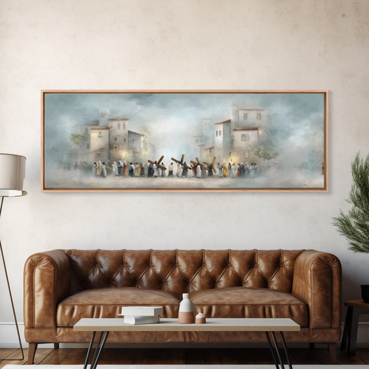 City Of Redemption – Framed Canvas Print – Christian Wall Art – Panoramic Wall Art – Christian Art Canvas – Subtle Christian Art