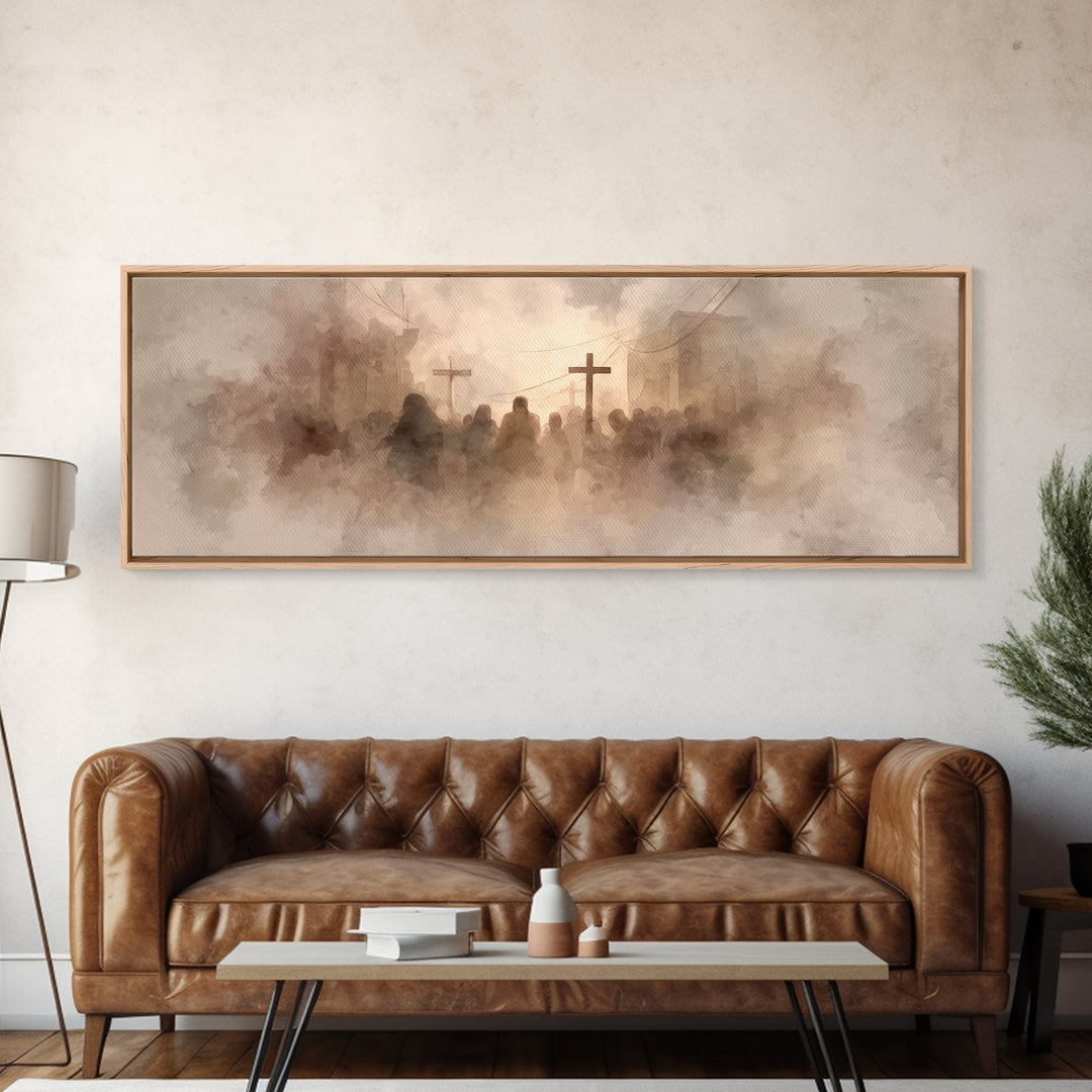 Dust Of Calvary | Framed Canvas Print | Christian Wall Art | Panoramic Art | Moody Christian Art | Christian Art Canvas
