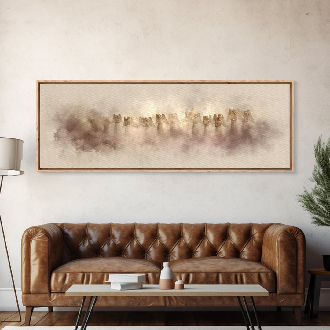 Heavenly Chorus – Framed Canvas Print – Panoramic Wall Art – Christian Art Canvas – Christian Christmas Art – Modern Christian Art